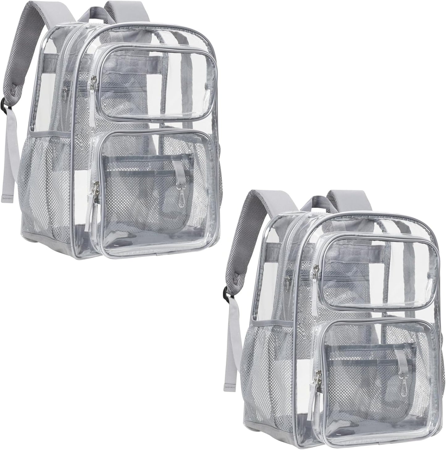 PACKISM Clear Backpack for School - 17 inch Large Heavy Duty Clear Bookbag, with 2 Front Pockets