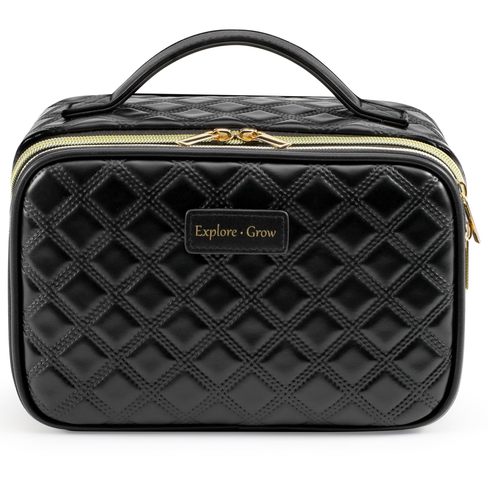 black travel makeup bag PACKISM PU Leather Travel Makeup Bag for Women