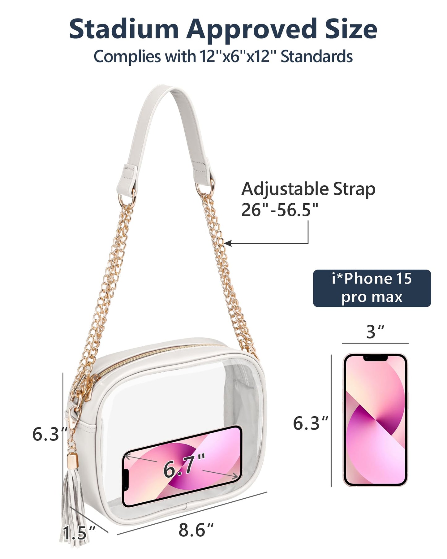 PACKISM Clear Bag for Stadium with Adjustable Strap