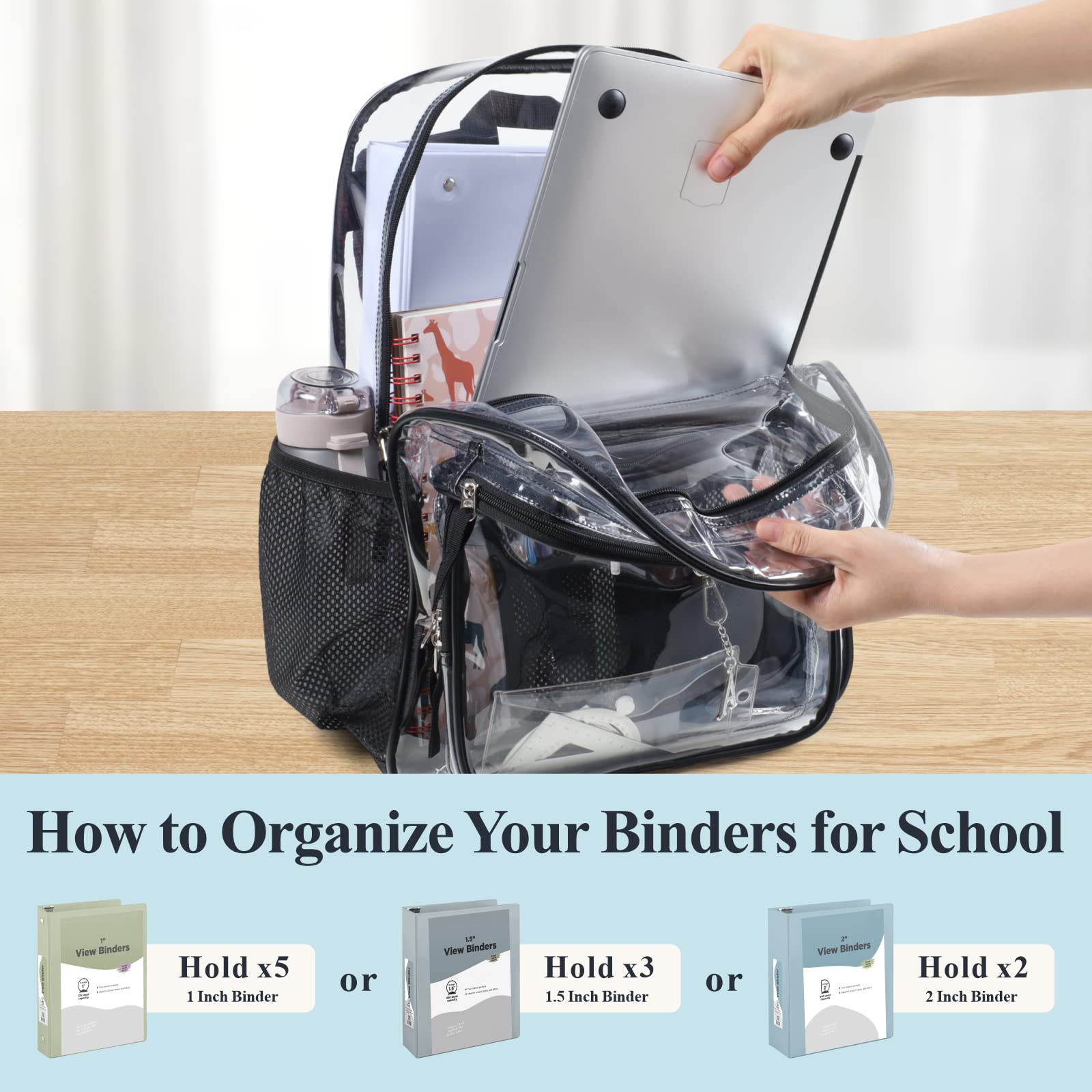 Clear backpack with multiple pockets