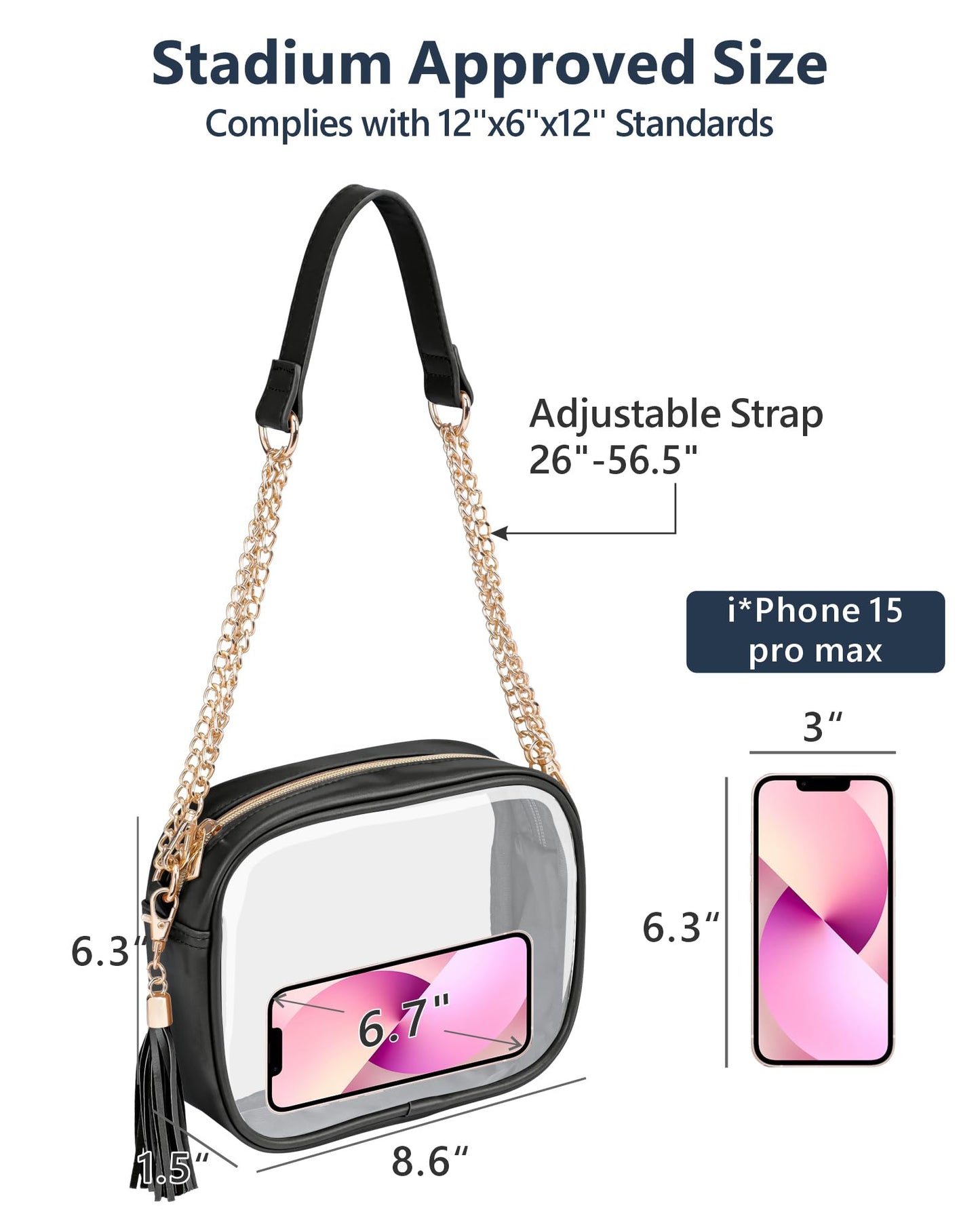 PACKISM Clear Bag for Stadium with Adjustable Strap