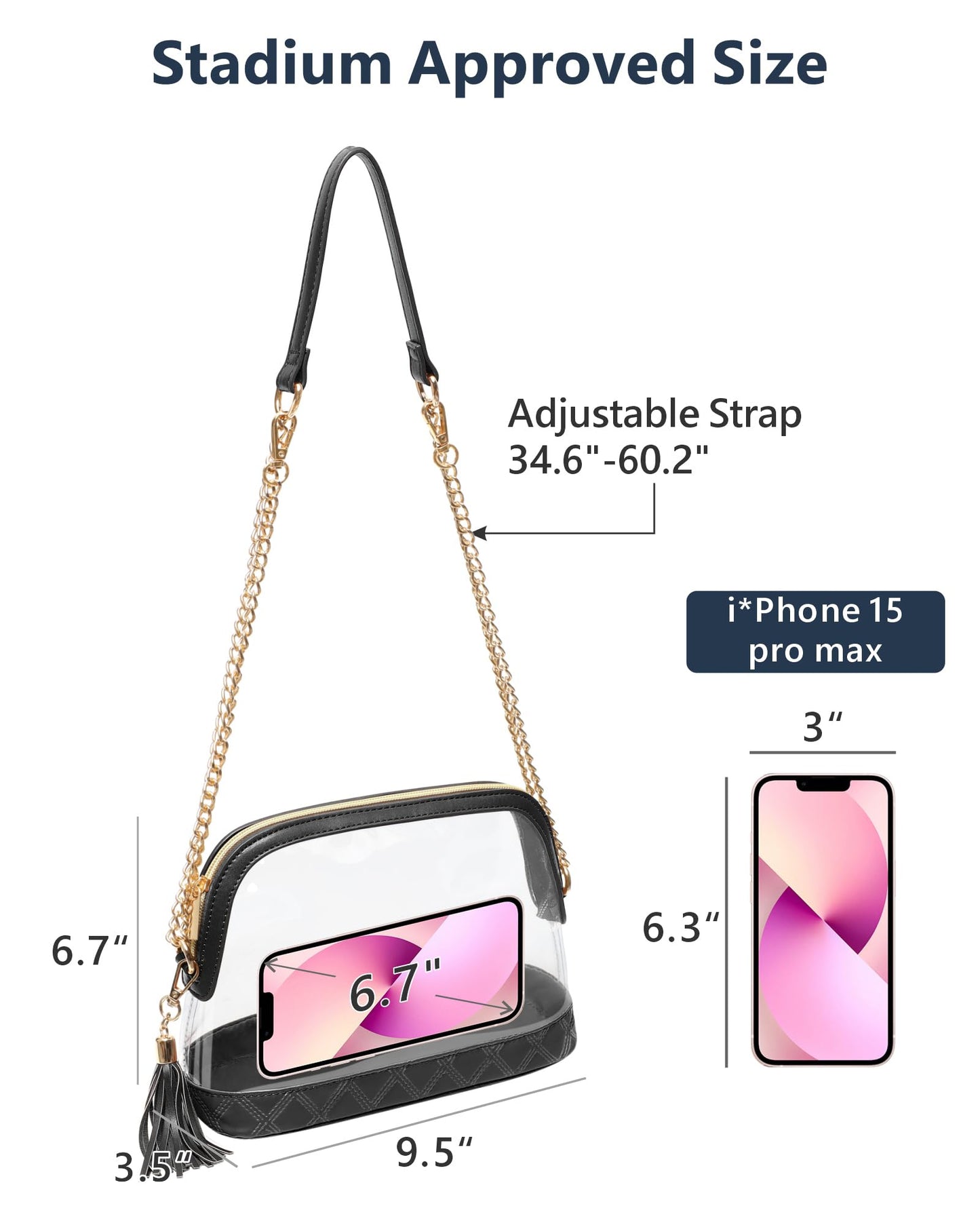 PACKISM Clear Bag for Stadium Events - Fashionable Clear Purses for Women Stadium Crossbody