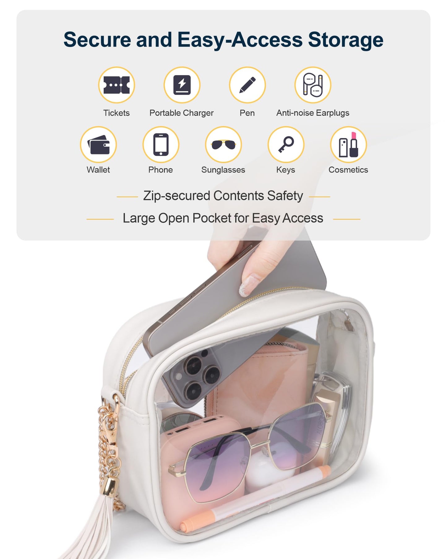 PACKISM Clear Bag for Stadium with Adjustable Strap