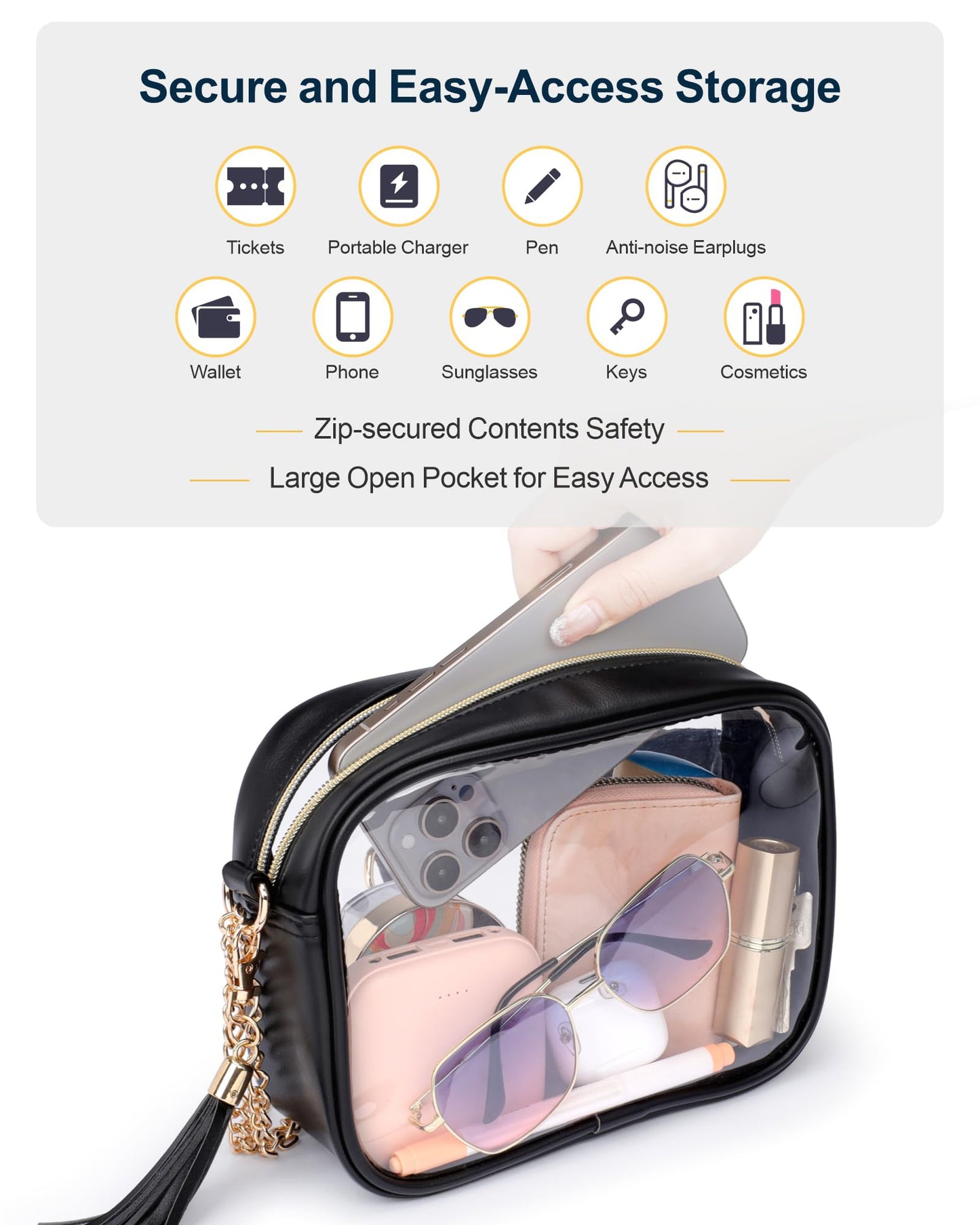 PACKISM Clear Bag for Stadium with Adjustable Strap