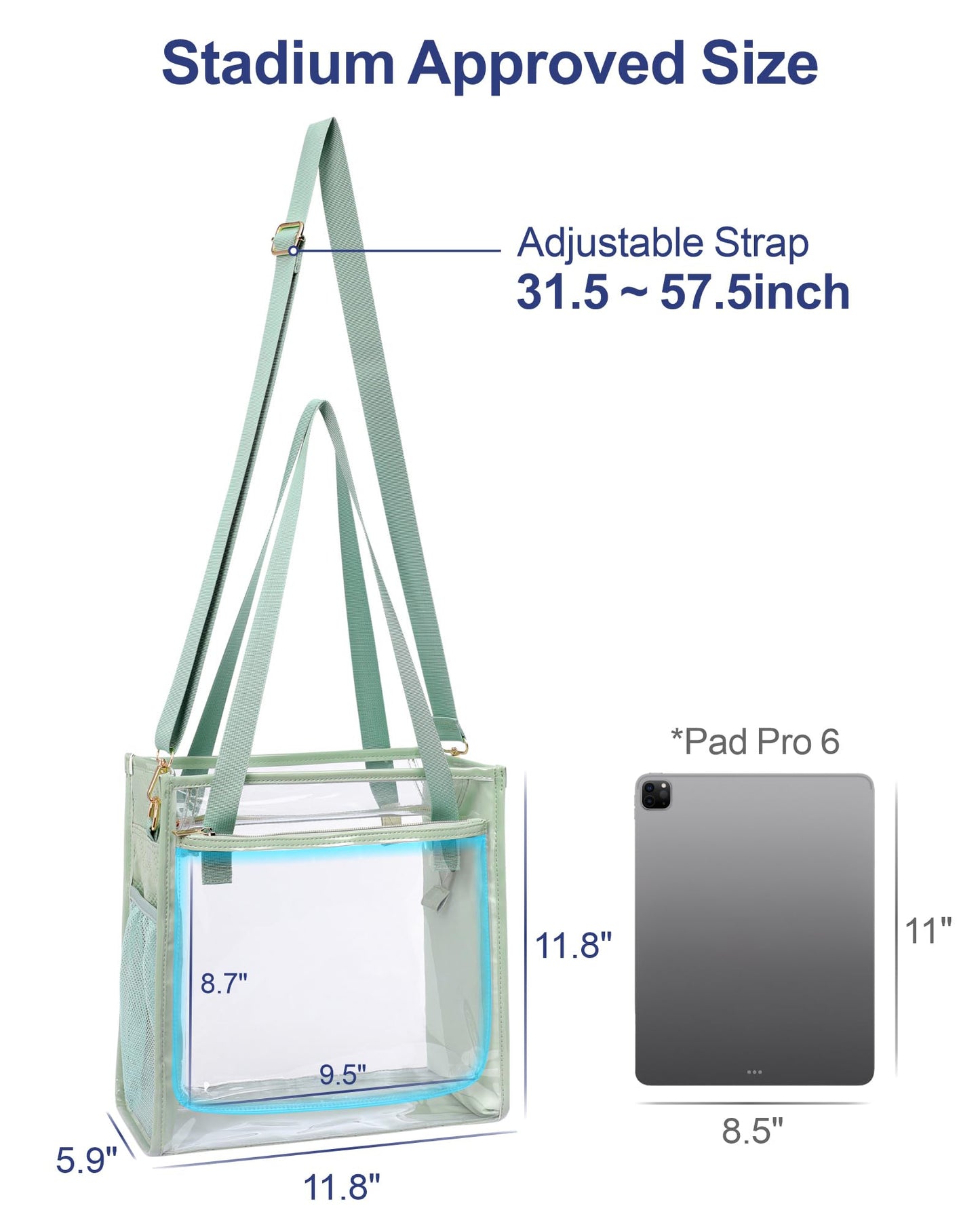 PACKISM Holographic Clear Tote Bag Stadium Approved for Women