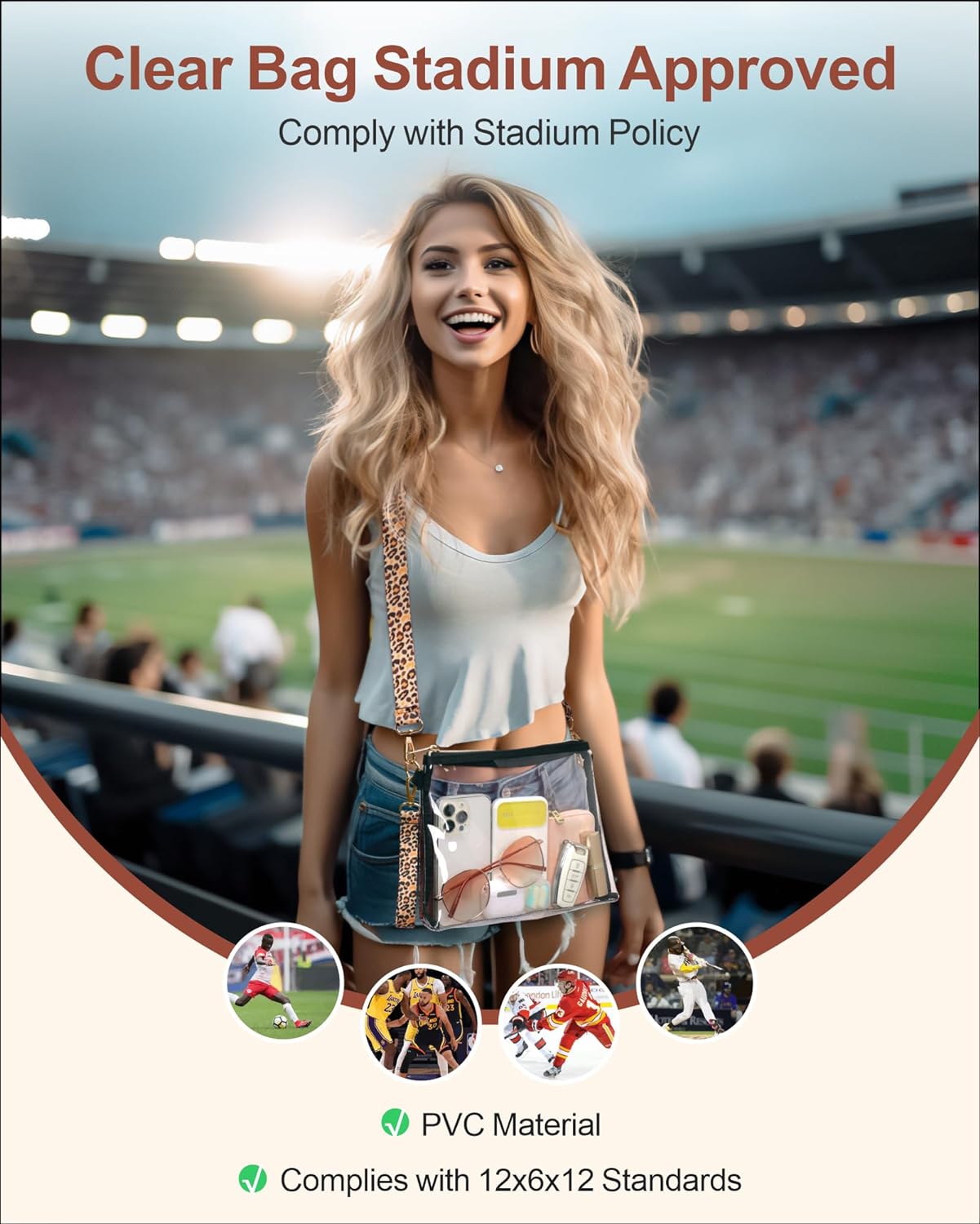 PACKISM Clear Bag Stadium Approved for Women