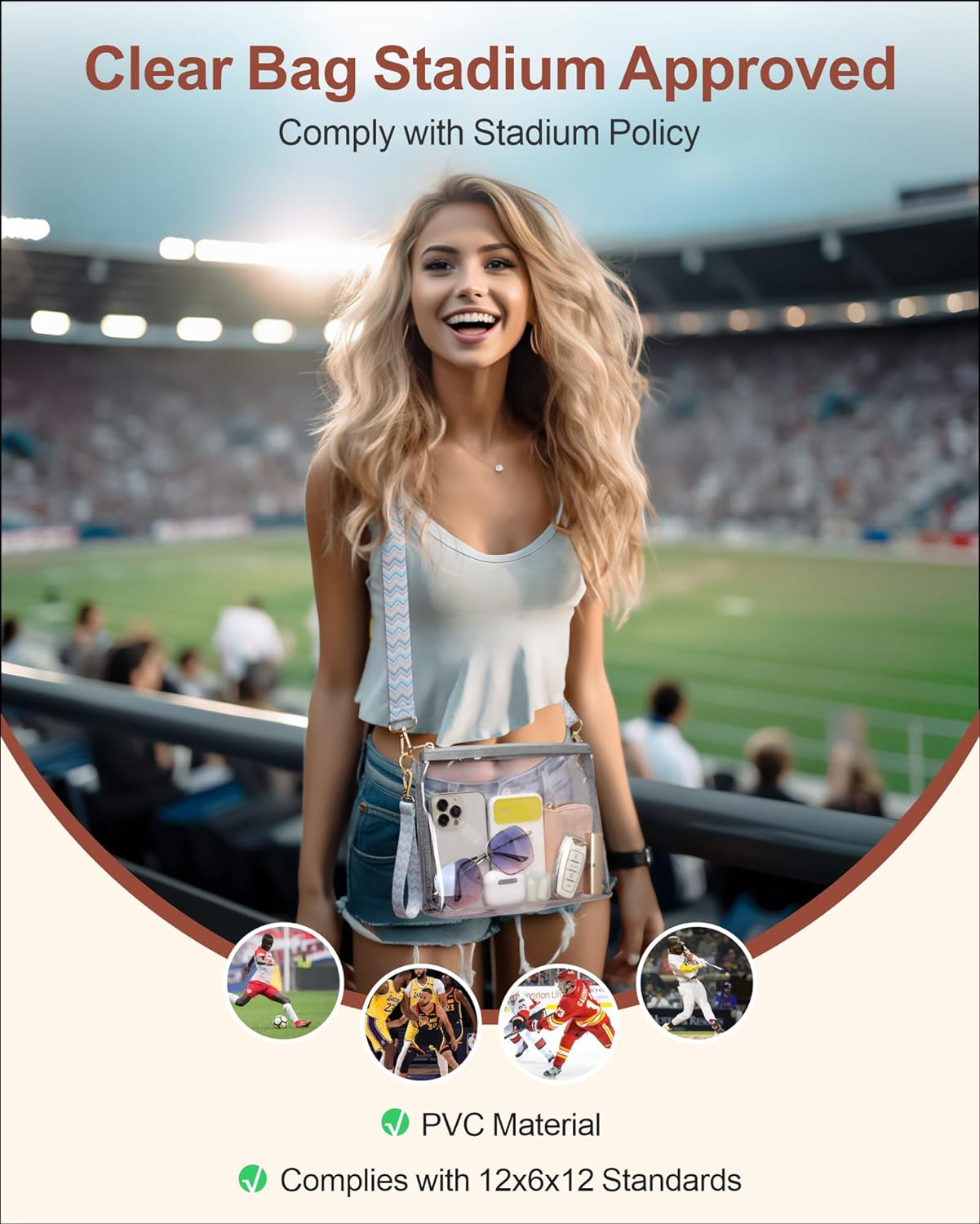 PACKISM Clear Bag Stadium Approved for Women