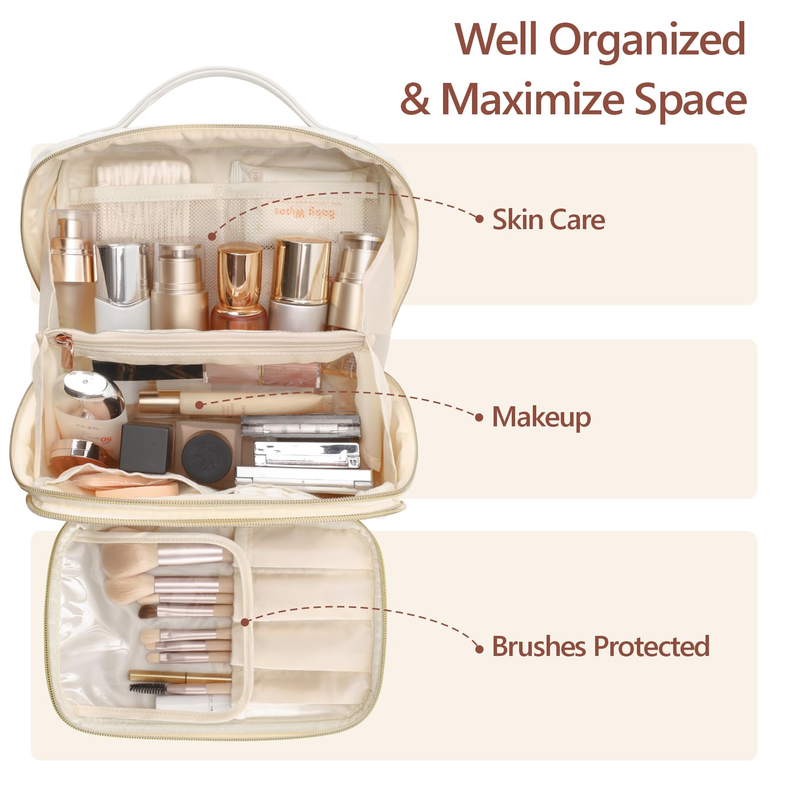 PACKISM PU Leather Travel Makeup Bag for Women PACKISM PU Leather Travel Makeup Bag for Women