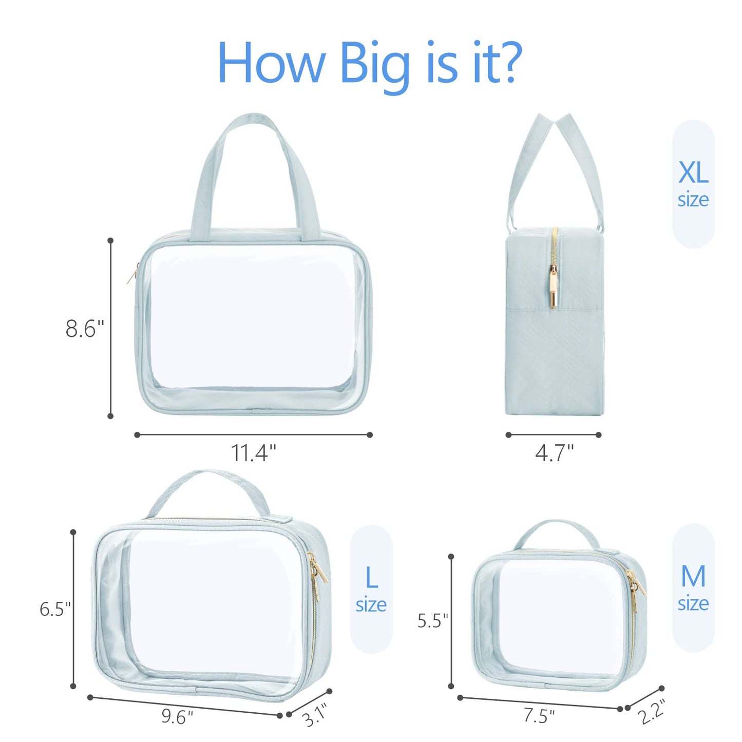 PACKISM Clear Toiletry Bags For Traveller 3 Packs