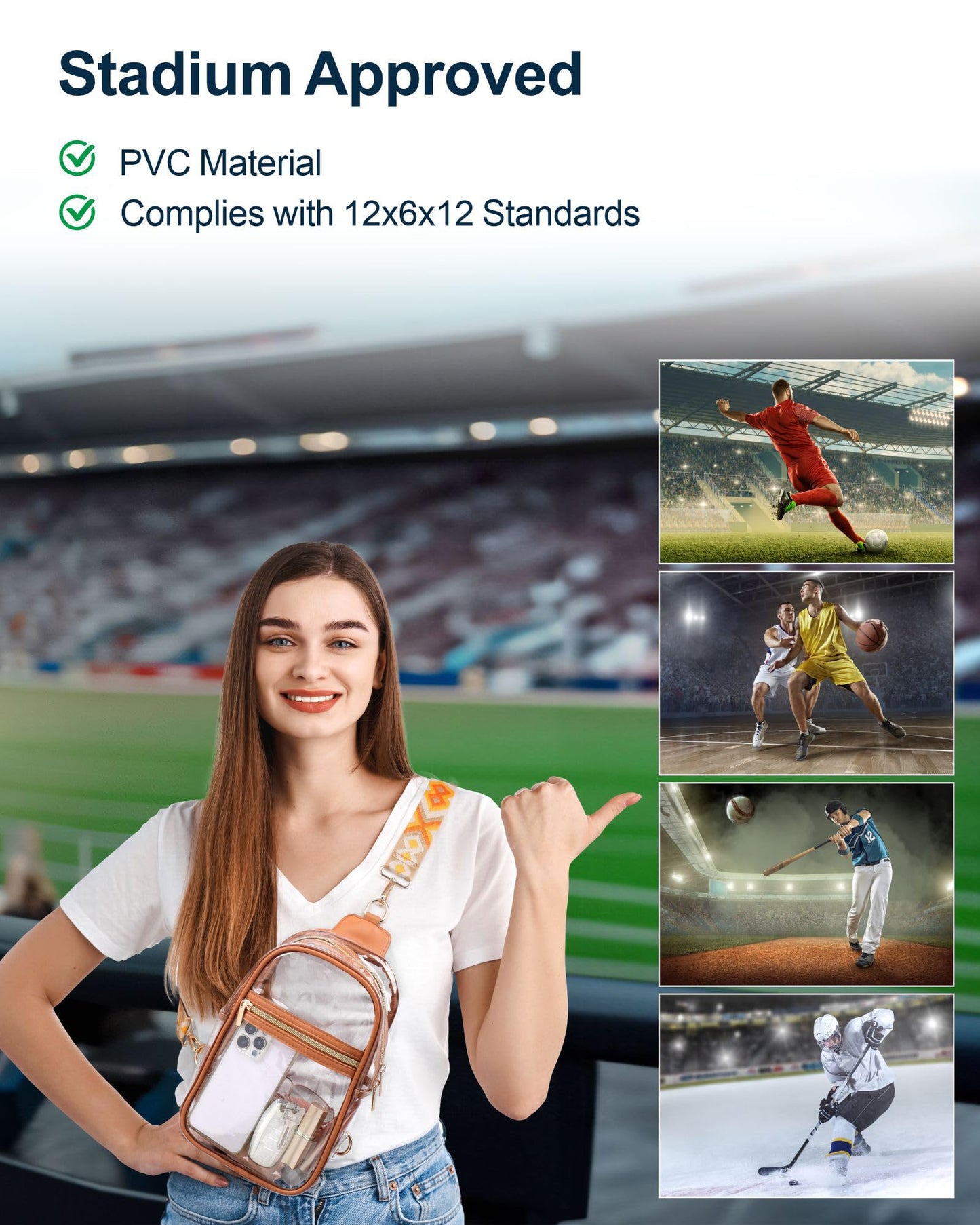 PACKISM Clear Crossbody Sling Bag, Stadium Approved