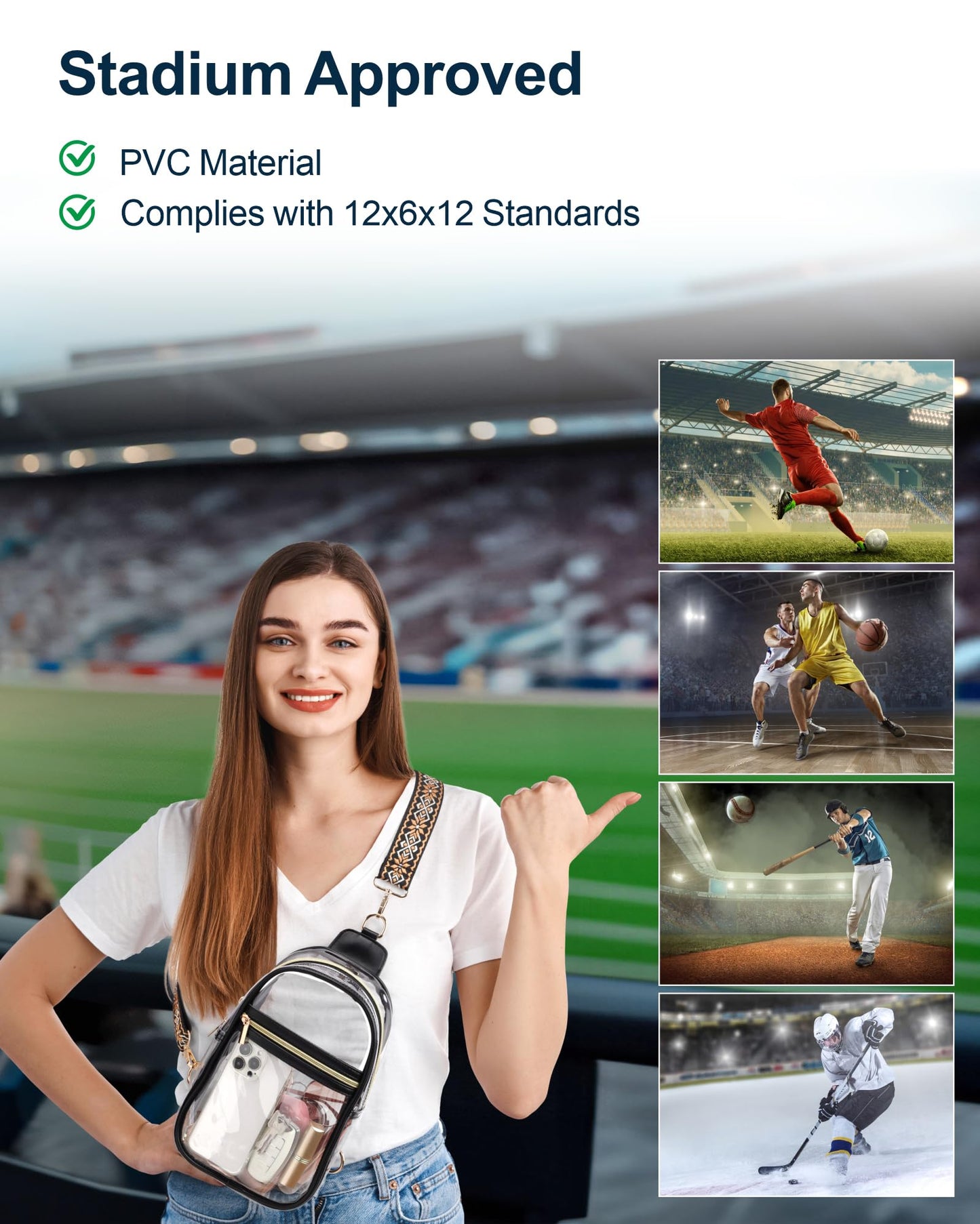 PACKISM Clear Crossbody Sling Bag, Stadium Approved