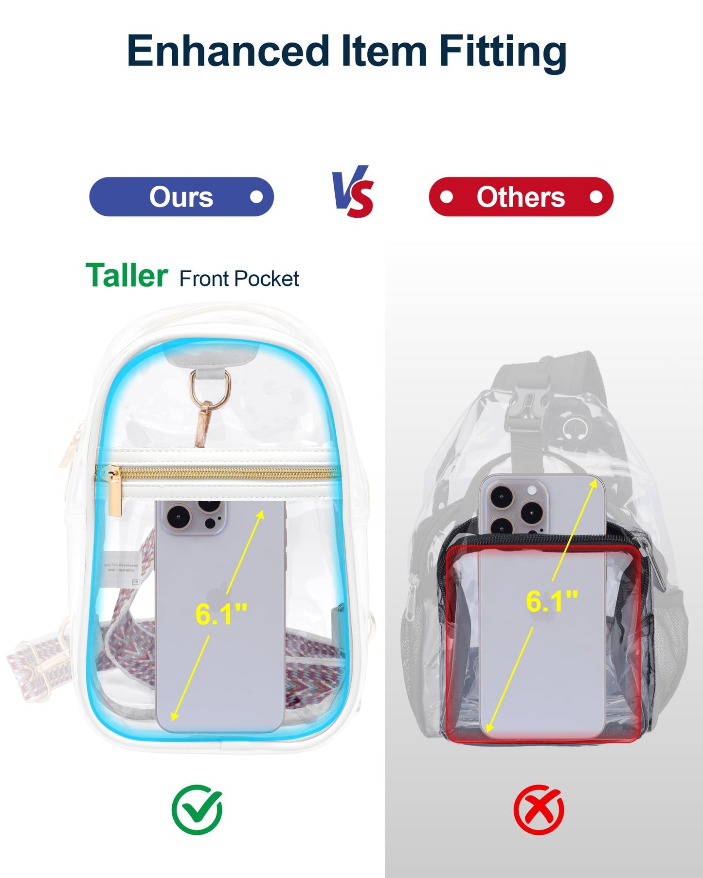PACKISM Clear Crossbody Sling Bag, Stadium Approved