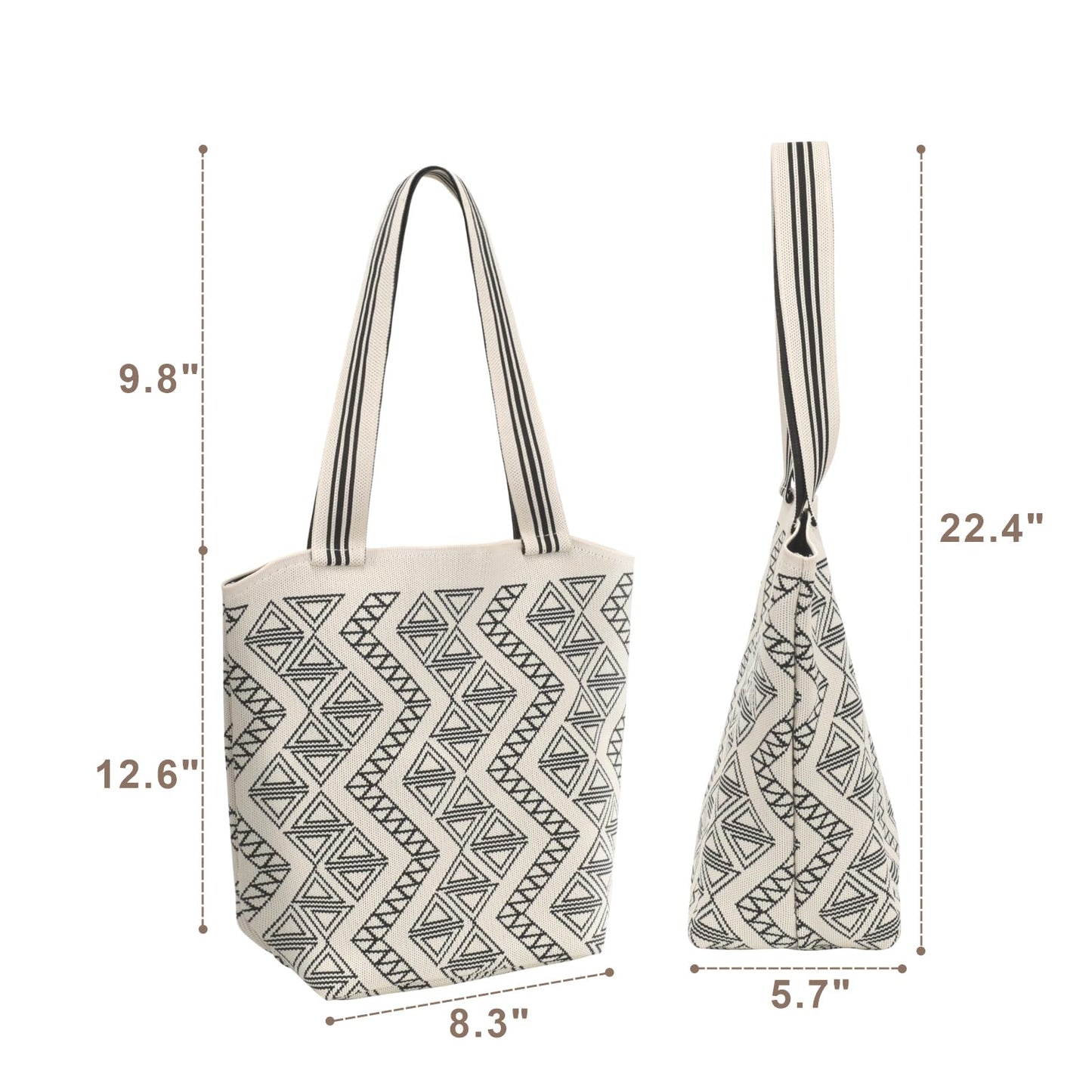 PACKISM Crochet Tote Bags for Women - Knitted Tote Bag Large Capacity Shoulder Bag for Daily and Travel