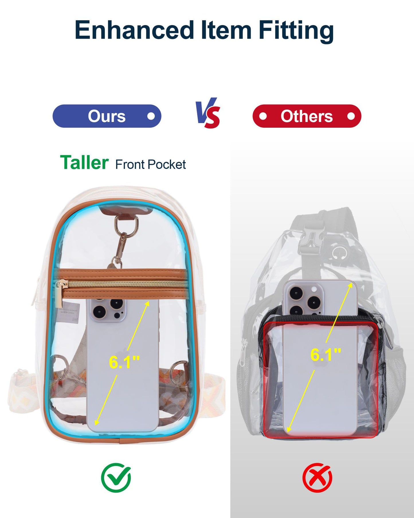 PACKISM Clear Crossbody Sling Bag, Stadium Approved