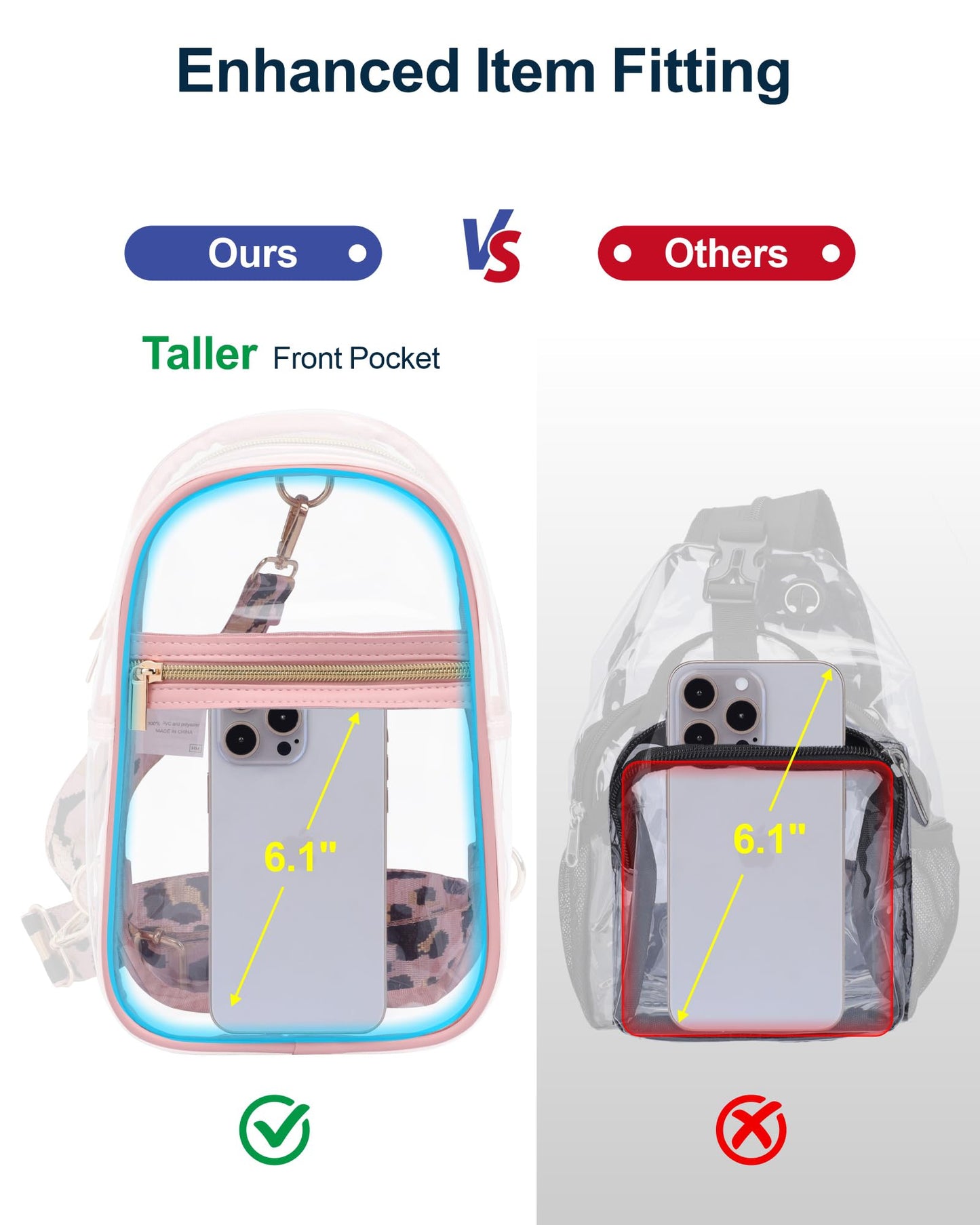 PACKISM Clear Crossbody Sling Bag, Stadium Approved