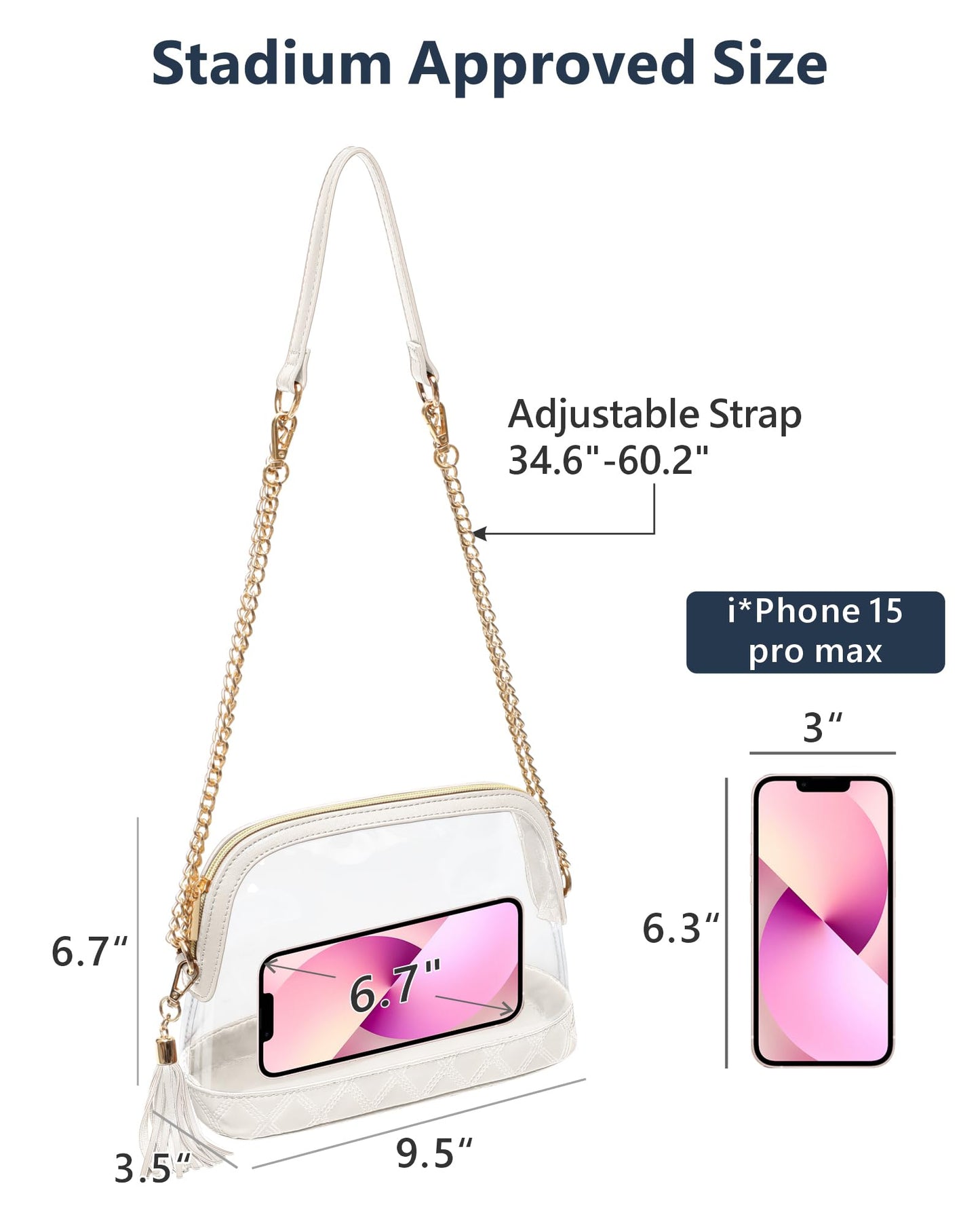 PACKISM Clear Bag for Stadium Events - Fashionable Clear Purses for Women Stadium Crossbody