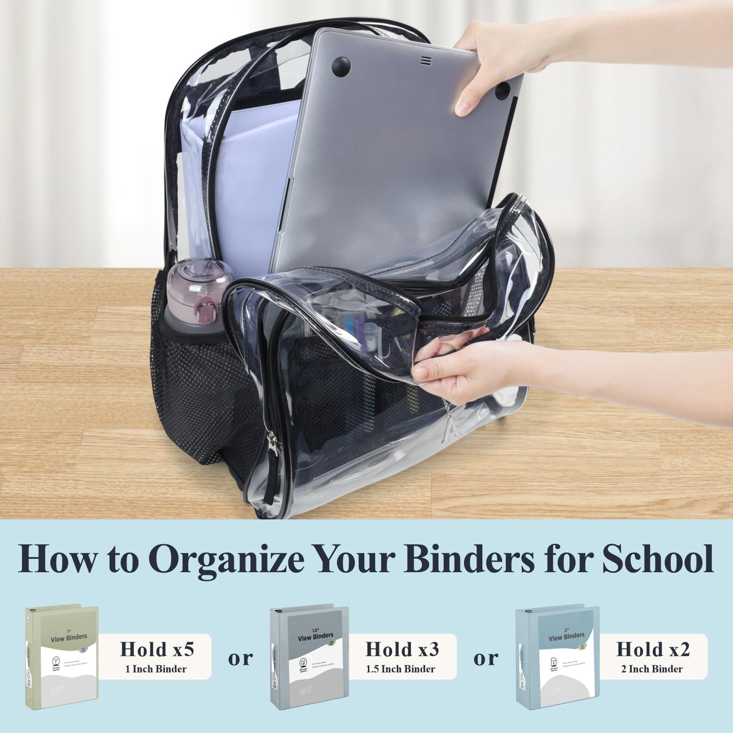 PACKISM Large  Clear Backpack - 17 inch Transparent PVC Student Backpacks for School