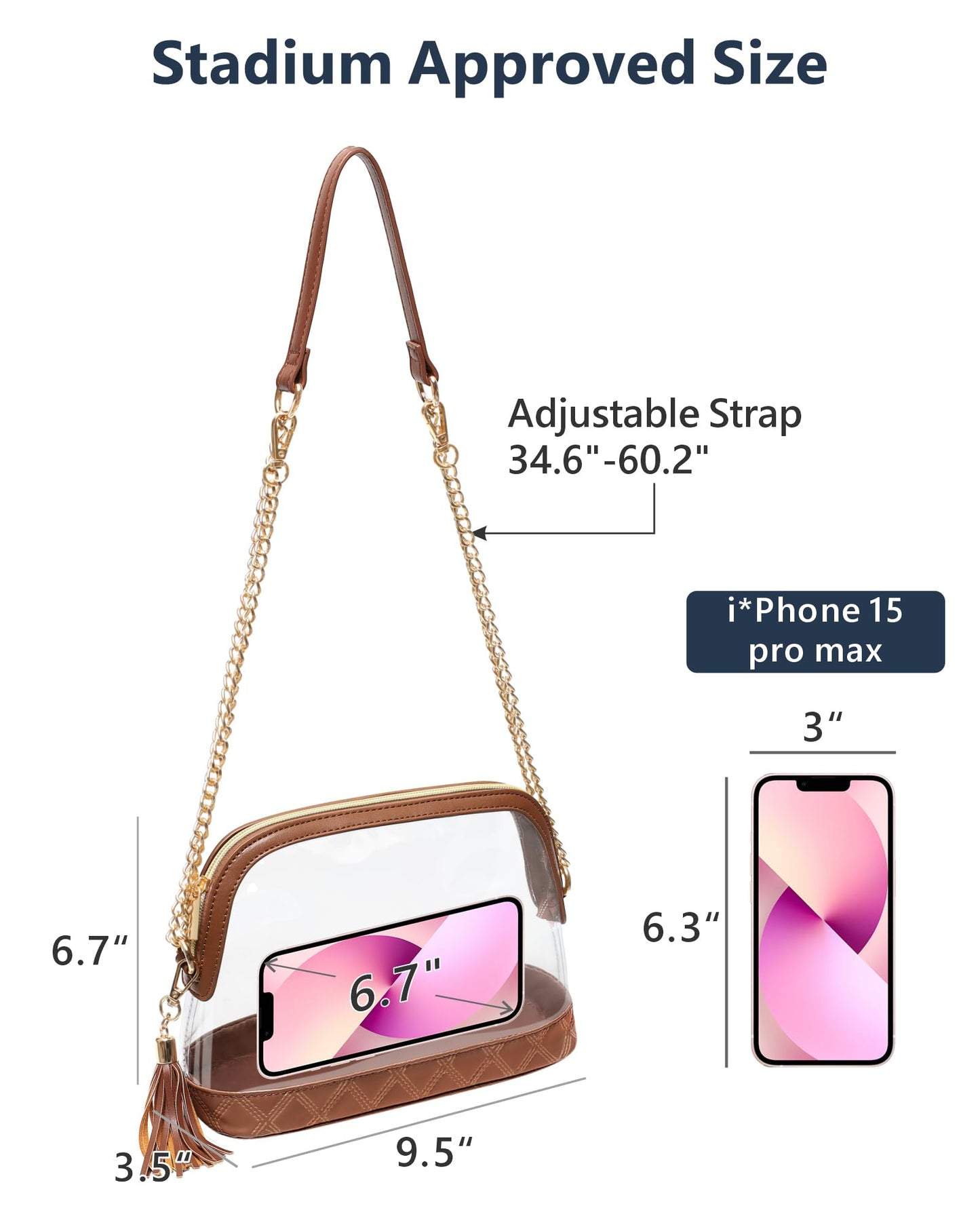 PACKISM Clear Bag for Stadium Events - Fashionable Clear Purses for Women Stadium Crossbody