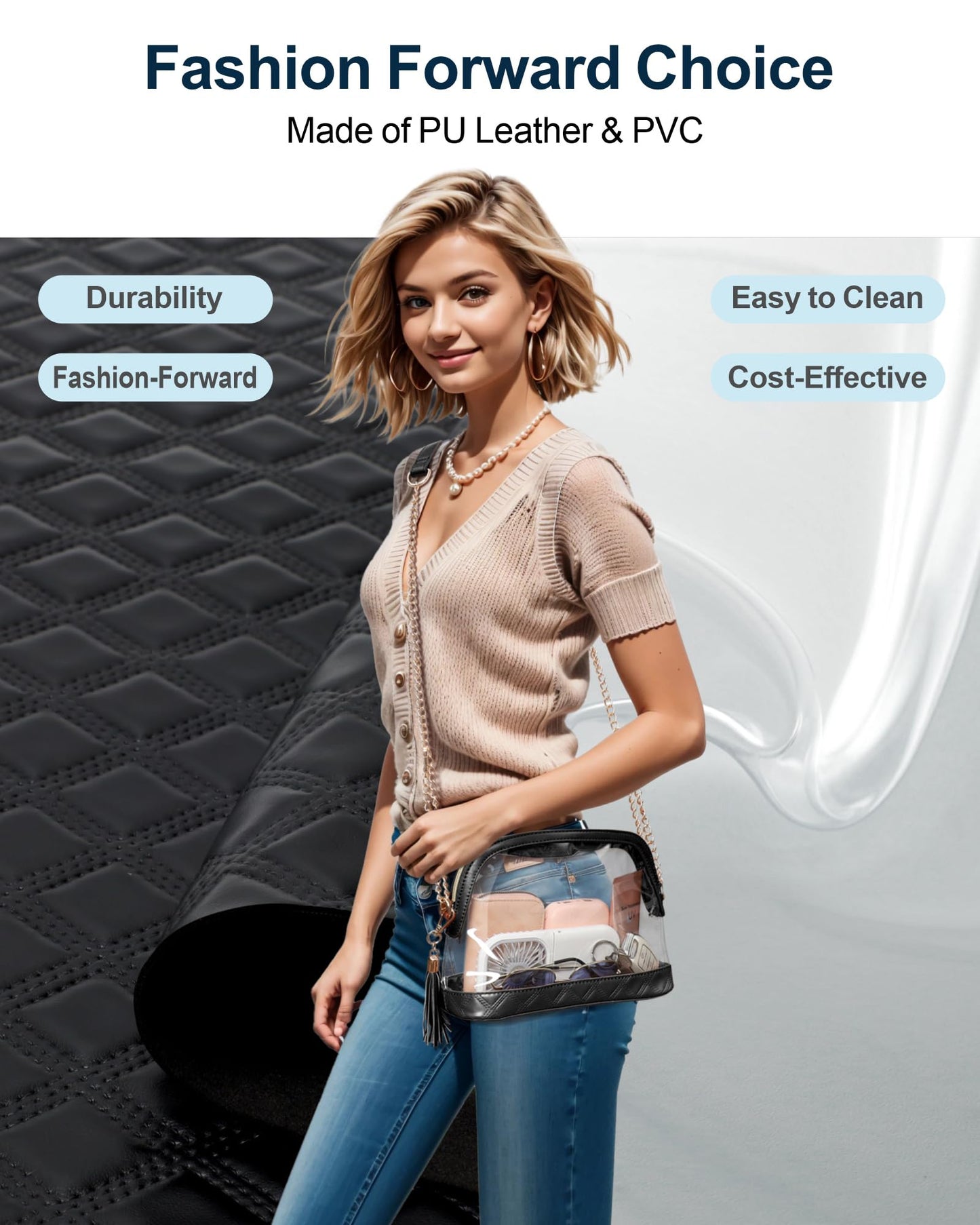 PACKISM Clear Bag for Stadium Events - Fashionable Clear Purses for Women Stadium Crossbody