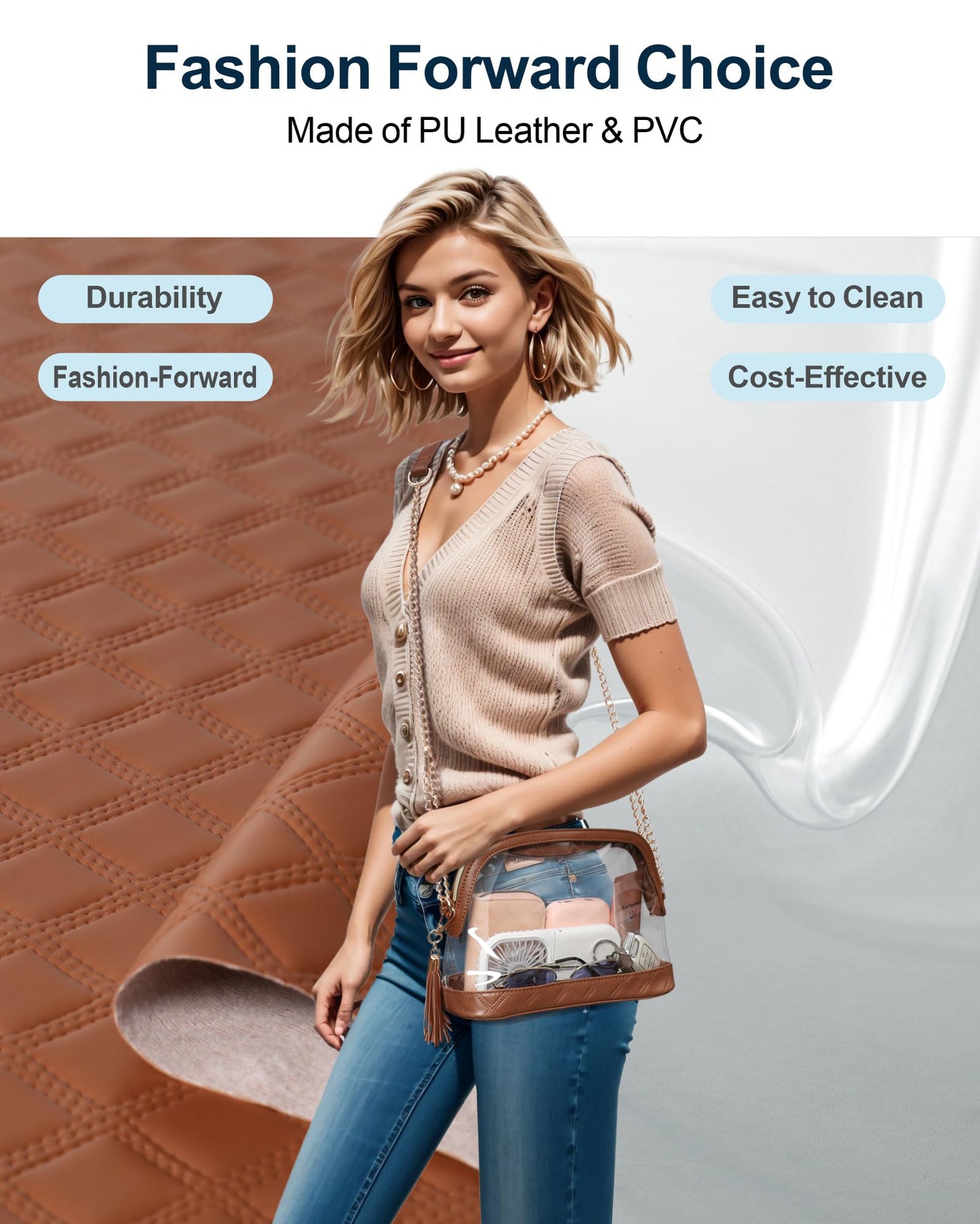 PACKISM Clear Bag for Stadium Events - Fashionable Clear Purses for Women Stadium Crossbody