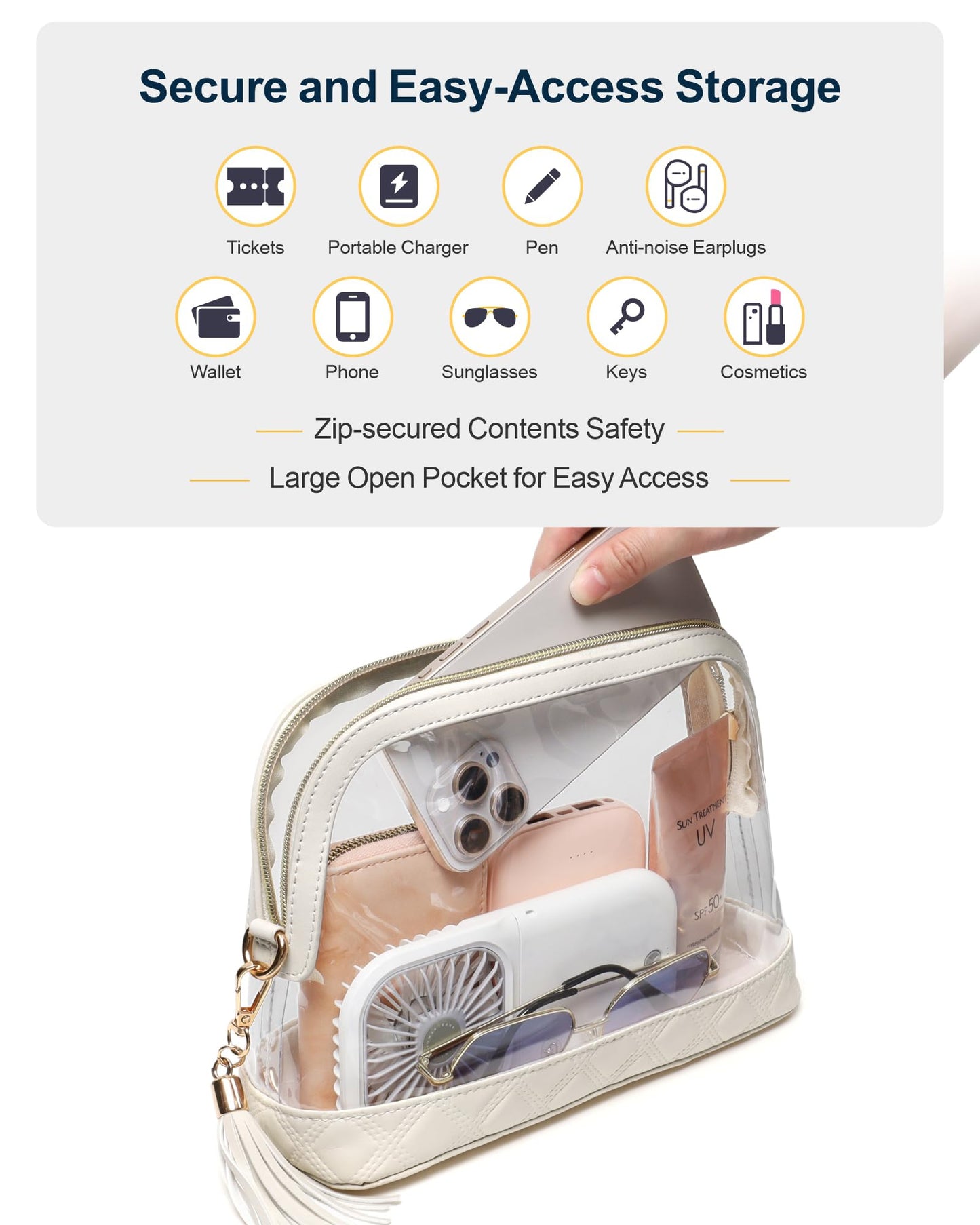 PACKISM Clear Bag for Stadium Events - Fashionable Clear Purses for Women Stadium Crossbody