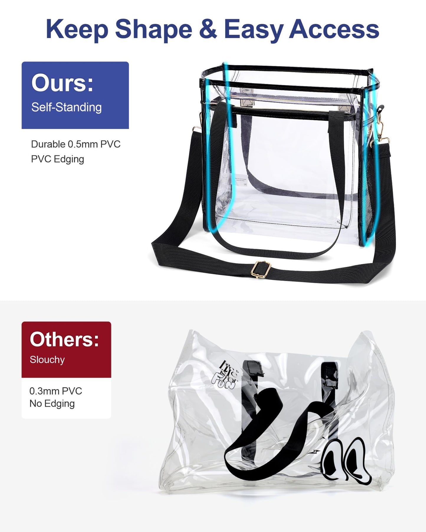 PACKISM Holographic Clear Tote Bag Stadium Approved for Women