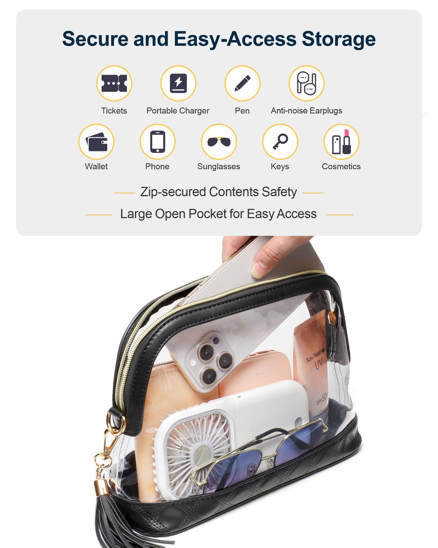 PACKISM Clear Bag for Stadium Events - Fashionable Clear Purses for Women Stadium Crossbody
