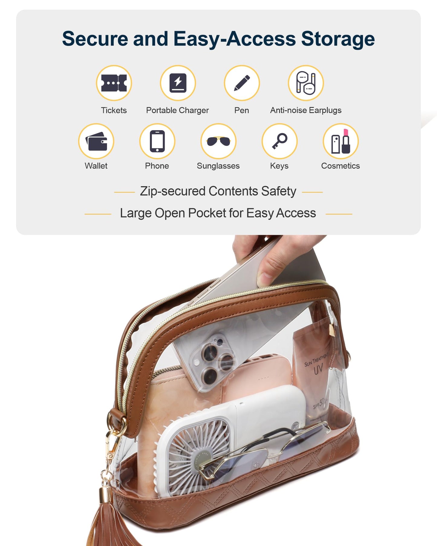 PACKISM Clear Bag for Stadium Events - Fashionable Clear Purses for Women Stadium Crossbody