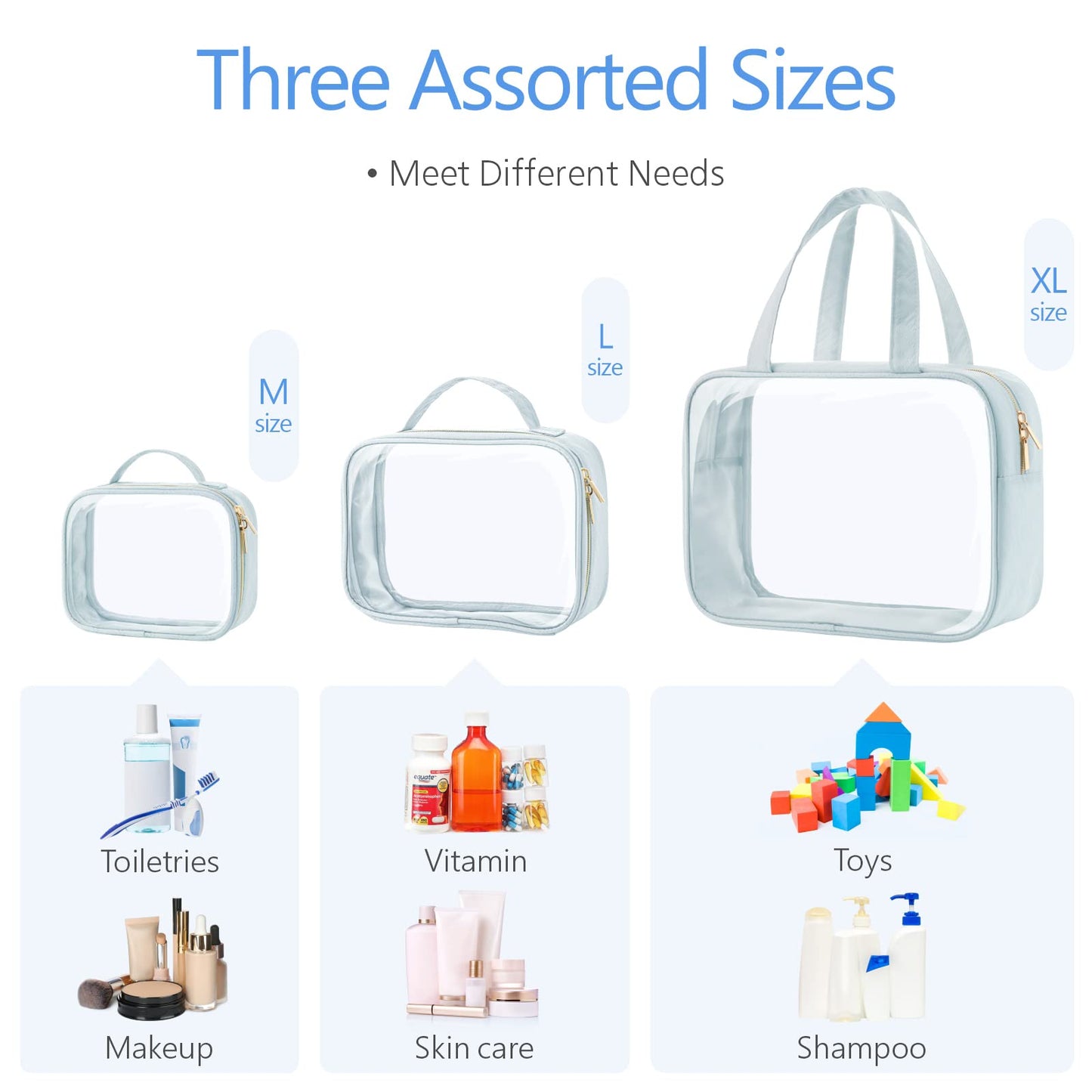 PACKISM Clear Toiletry Bags For Traveller 3 Packs