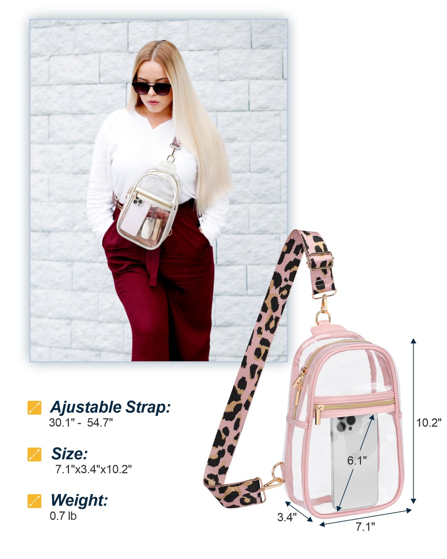 PACKISM Clear Crossbody Sling Bag, Stadium Approved